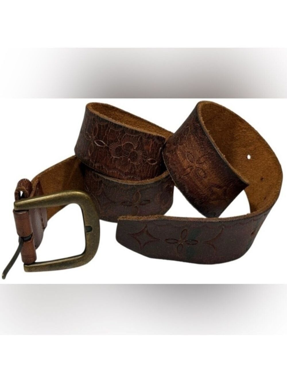 Vintage Hand Tooled Leather Belt 34–38”